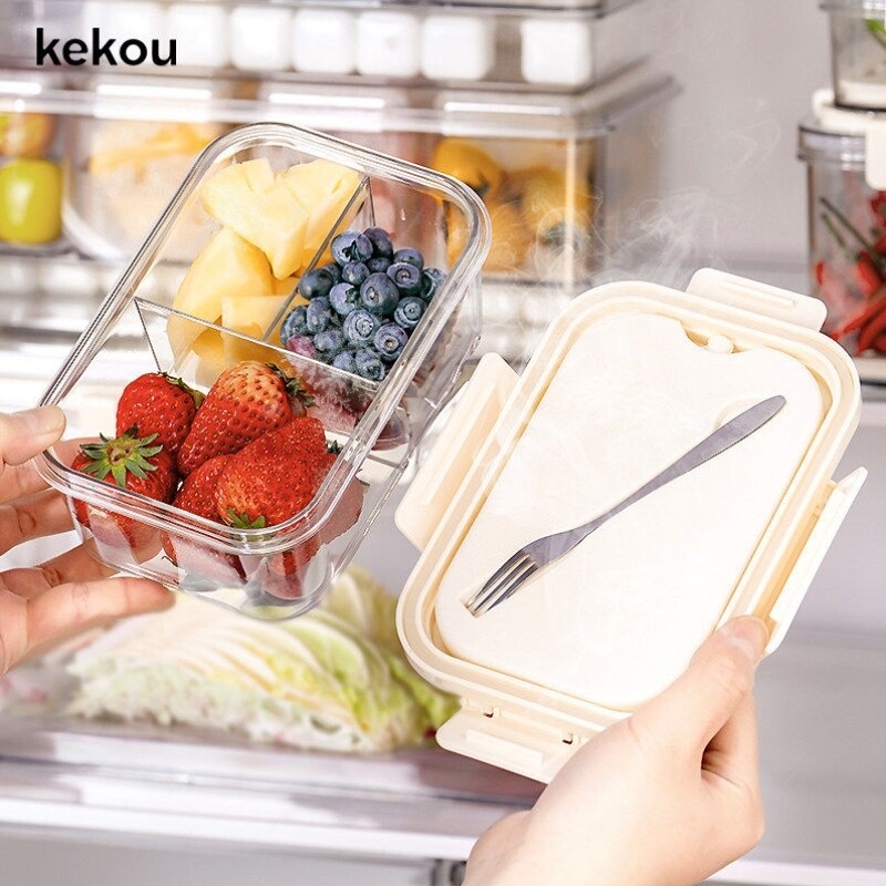 可扣点心水果便当盒带叉子食品密封保鲜盒上班族学生专用外出餐盒