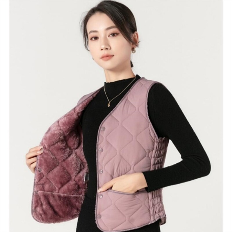 羽绒棉马甲女士加绒加厚短款2025秋冬新款中老年妈妈保暖背心马夹