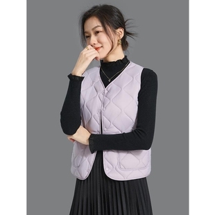 百搭内胆 V领坎肩修身 2025新款 秋冬羽绒棉马甲女轻薄内穿马夹短款