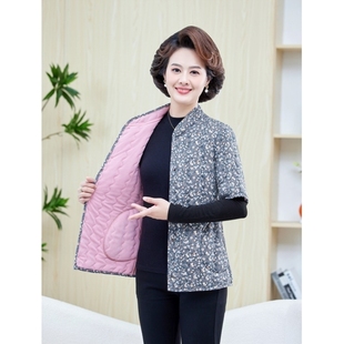 中老年妈妈秋冬装半袖棉服马甲奶奶加绒加厚坎肩马夹中袖棉袄外套