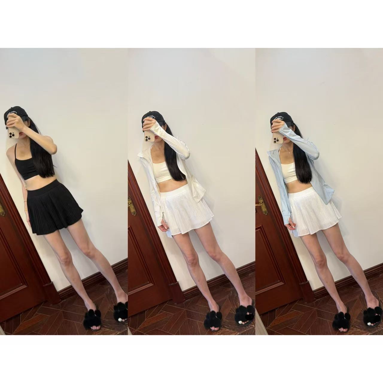 口碑牛货！瑜伽殿堂级~nulu防晒衣+varsity风琴百褶半裙+运动文胸