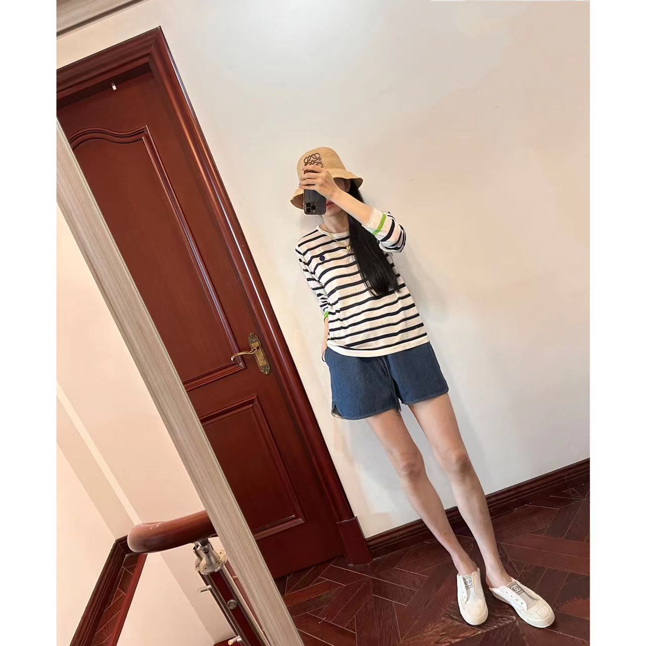 ed2024夏季蓝色休闲新款牛仔短裤