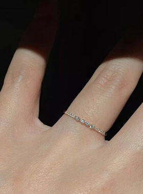 韩系素圈细款星河闪钻戒指女轻奢高级感小众设计食指戒开口批发