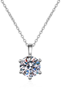 热卖镀18k铂金高碳钻石经典六爪仿真钻吊坠 清新简约锁骨链吊坠