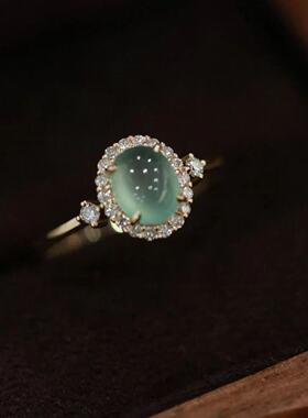 新中式仿绿玉髓戒指女时尚精工复古感指环小众设计轻奢潮手饰