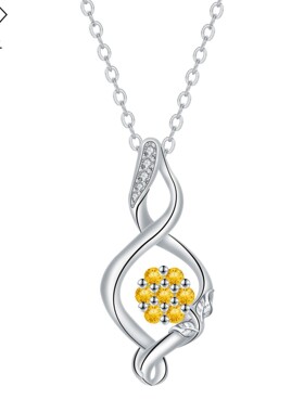 田园风高级感镶钻吊坠项链女knn-674卡漫其跨境首饰轻奢小众侧链