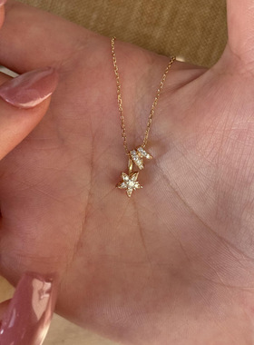 金色闪钻满钻流星项链2026新款轻奢精致高级感小众设计锁骨链定制