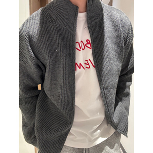 重磅双拉链设计质感宽松立领多穿毛衣秋针织衫外套