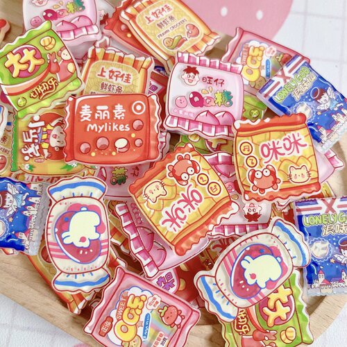 糖果小零食亚克力片手工diy发夹手机壳冰箱贴摇摇乐胸针pp夹配件