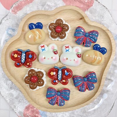 复古蝴蝶兔子奶油胶diy配件