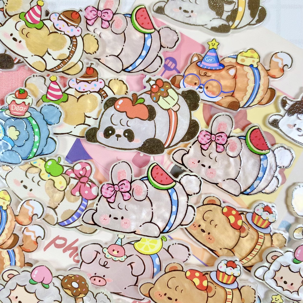 蛋糕兔子猫咪亚克力片diy配件