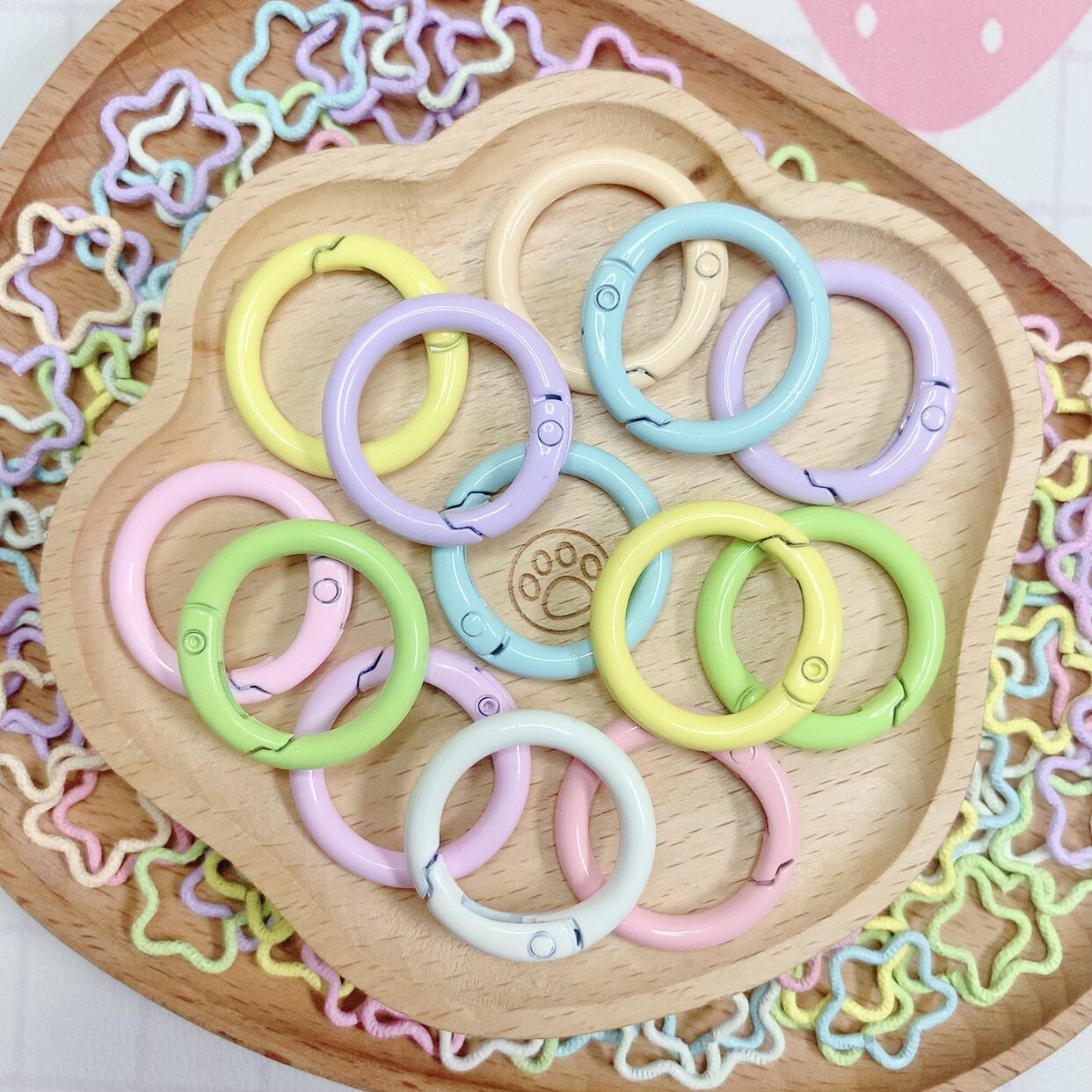 春天色马卡龙弹簧扣开口圈钥匙扣手机挂件手工diy材料弹簧圈配件