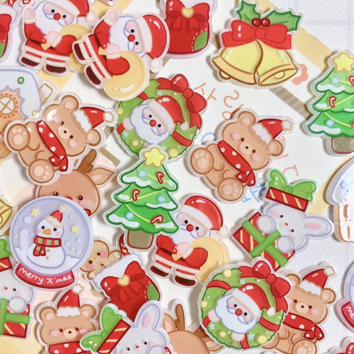 圣诞树雪人铃铛亚克力diy摇摇乐