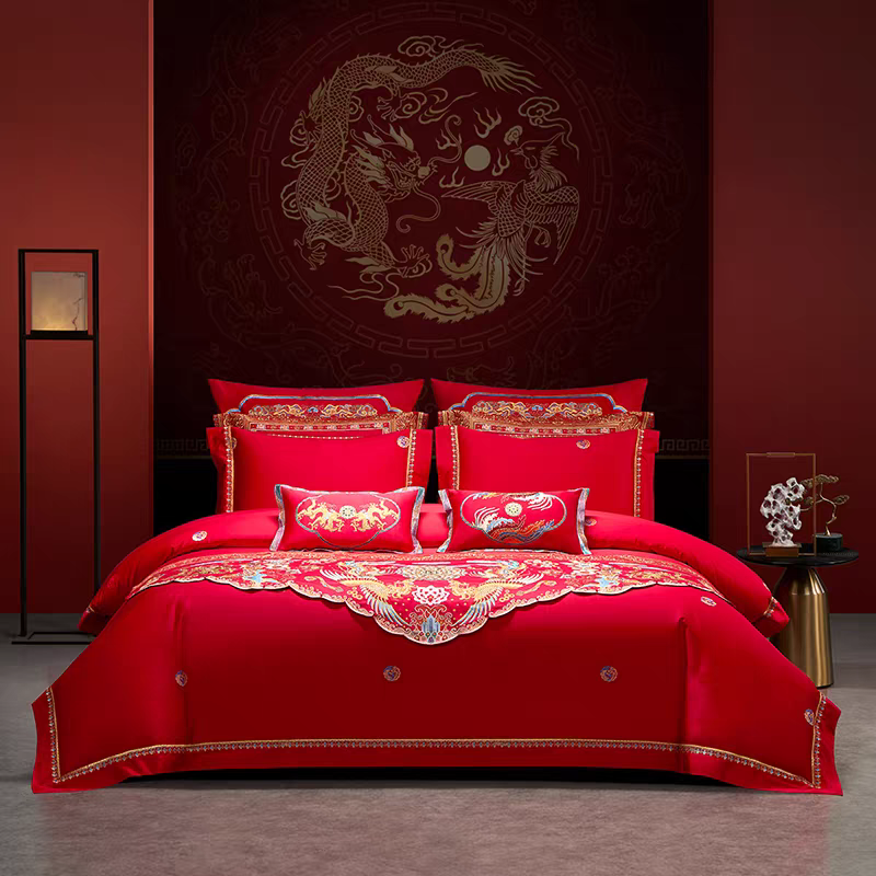 梦洁婚庆套件 结婚床上用品大红传统龙凤婚嫁床套提花十件套:云肩,床上用品,婚庆床品套件,淘宝优惠券,粉丝福利购,淘宝优惠卷