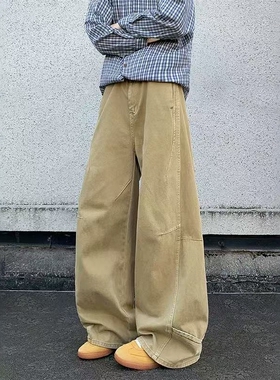 03/08Z 品牌单2026年新款100%棉高腰宽松百搭阔腿弯刀裤3787