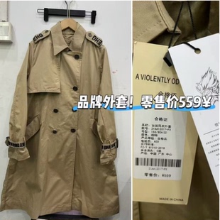 25Z 女装 品牌2025秋新款 设计感双排扣中长款 风衣外套2017 韩版