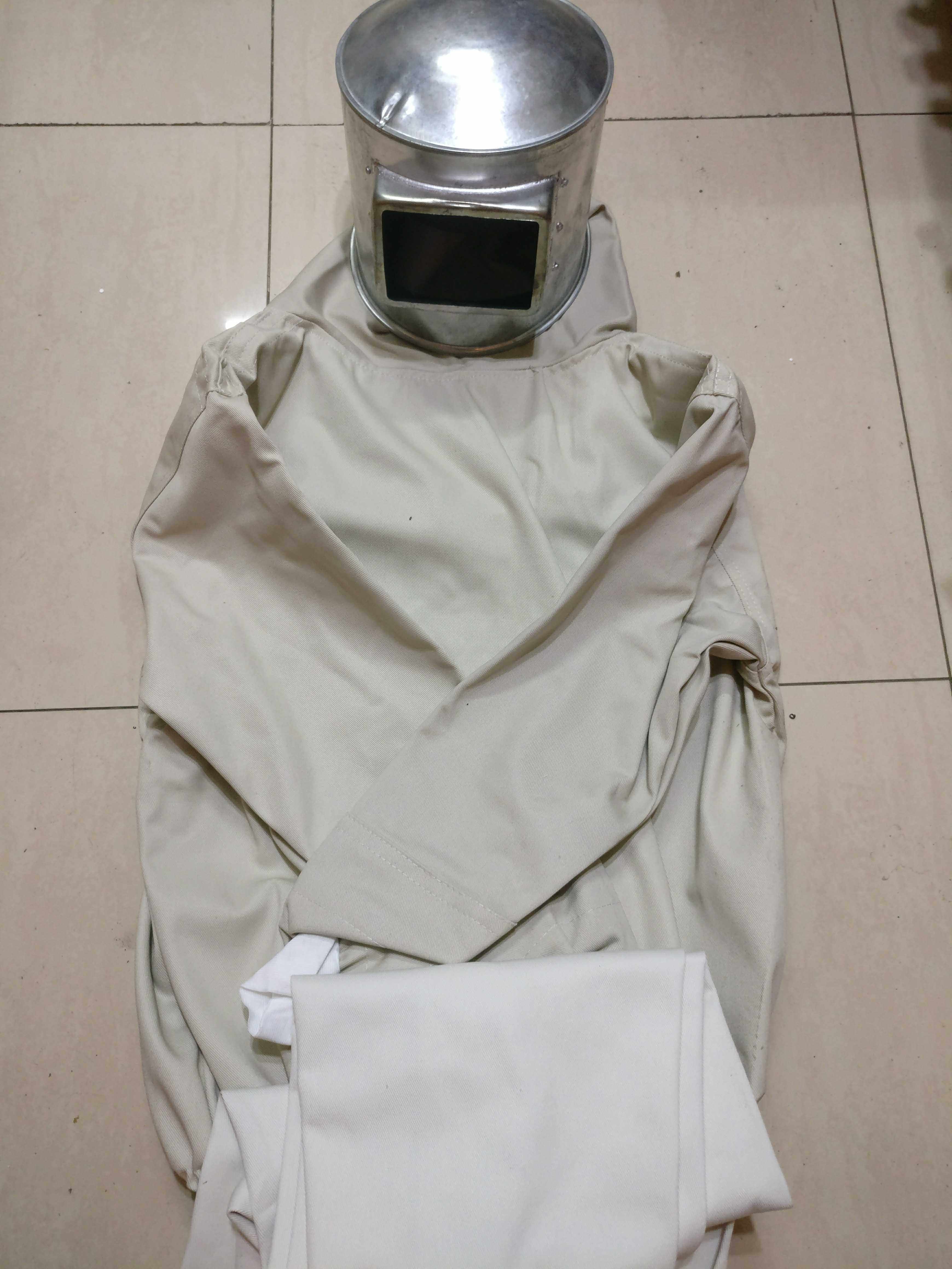 喷砂用防尘铁帽工业粉尘喷漆打砂用防护面罩铁皮帽