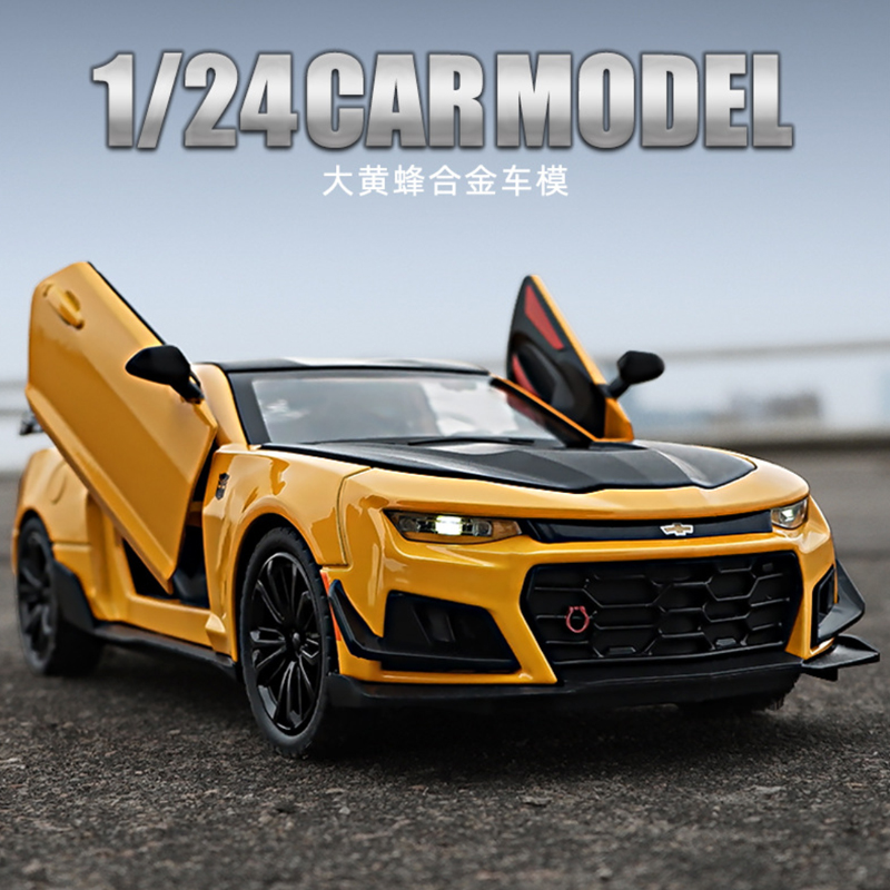 1:24大黄蜂玩具车模型 仿真合金声光四开跑车汽车模型