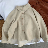 衬衣百搭春季 男女儿童灯芯绒长袖 复古气质 文艺范薄外套 断码