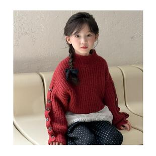 【断码】冬季女童粗线毛衣中大童宝宝加厚套头针织衫潮