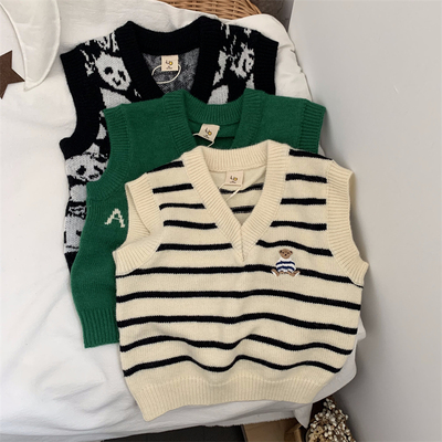 特【断码】百搭洋气儿童秋季毛衣男女宝宝套头毛线针织背心