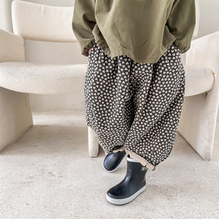 新品 子 特 春秋装 磨毛哈伦裤 女童休闲裤 秋款 磨毛碎花裤 儿童韩版