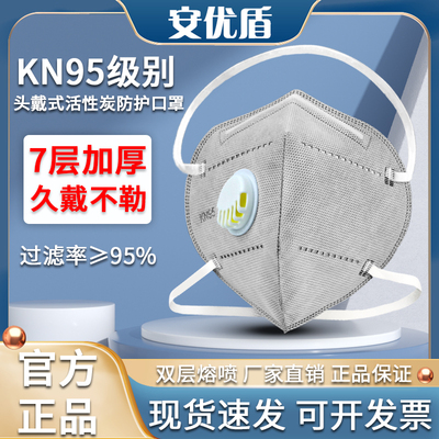 KN95口罩防尘透气头戴式带呼吸阀防工业粉尘焊工人打磨活性炭7层