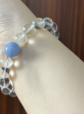 天然白水晶海蓝宝手串女招财串珠转运生日礼物情侣露思同款手链