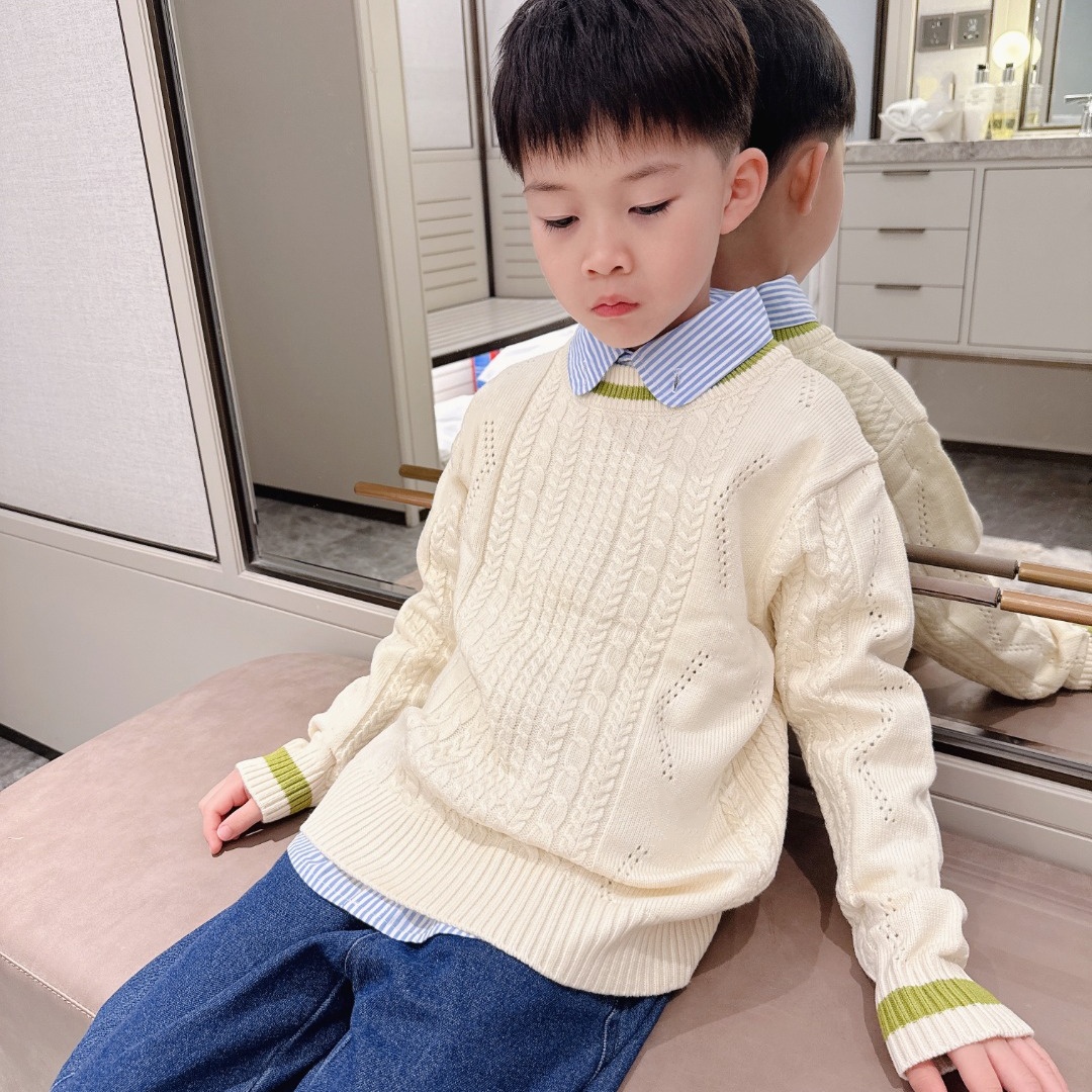 秋冬新款美丽诺羊毛毛衣韩系麻花编织男女童加厚针织衫套头打底衫