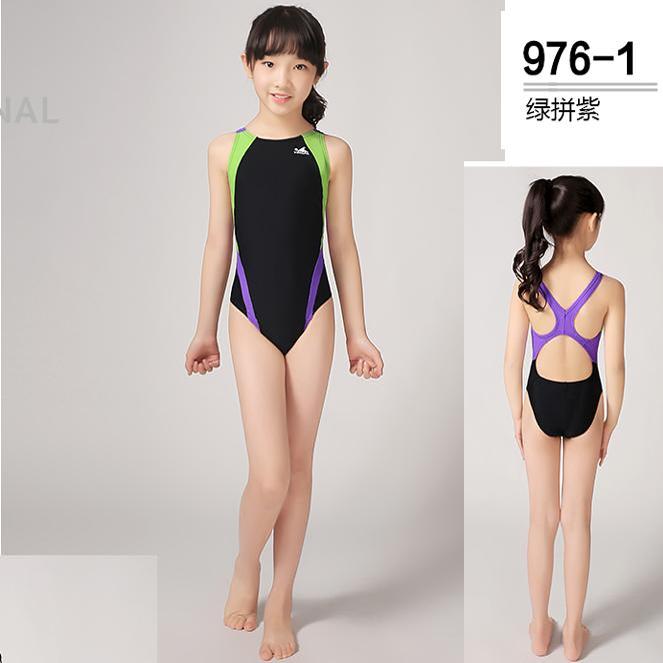 英发儿童泳衣女童专业训练比赛女孩童大中小童宝宝连体三角游泳衣