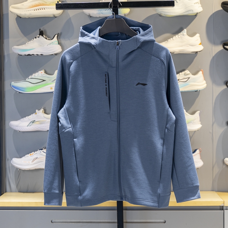 李宁男子连帽立体裁剪针织外套