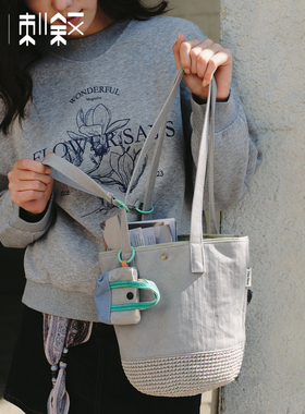 Teto Reve刺叙 气质复古设计师款编织帆布包两用通勤休闲包