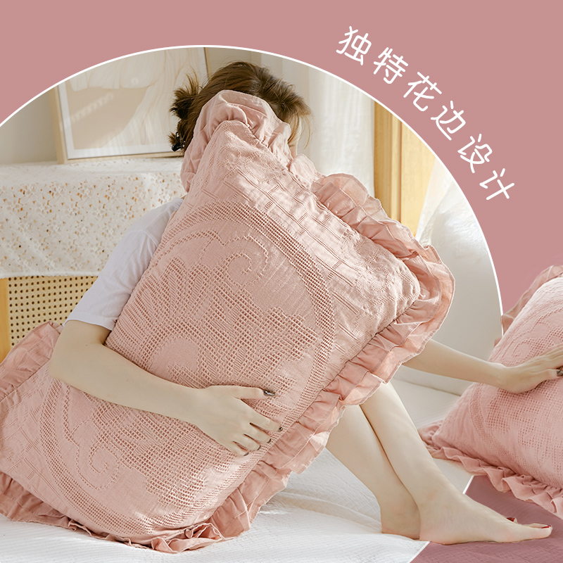 纯棉枕套成人家用全棉花边情侣