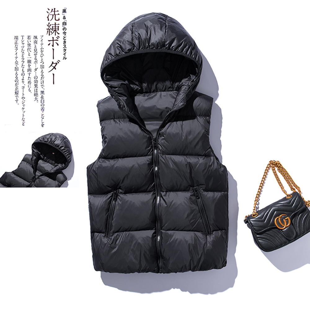 无袖羽绒服短款连帽马甲大码