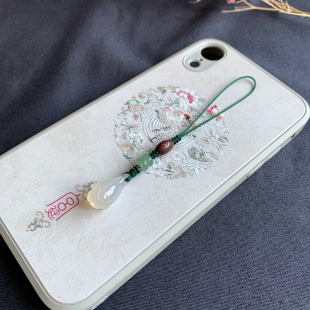 新品 天然玛瑙木兰花手机链挂件挂绳水晶玉髓钥匙扣汉服押襟包挂饰