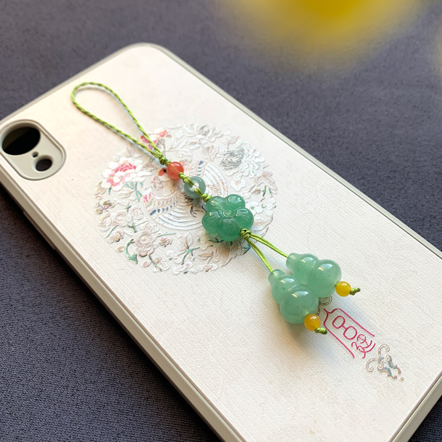 新品东陵玉福禄双全葫芦手机链挂件玉石梅花旗袍押襟钥匙扣包挂饰