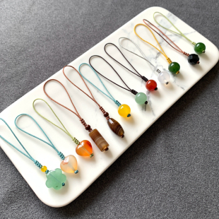 新款 玛瑙爱心手机链挂件东陵玉富贵花钥匙扣旗袍押襟U盘包挂玉饰