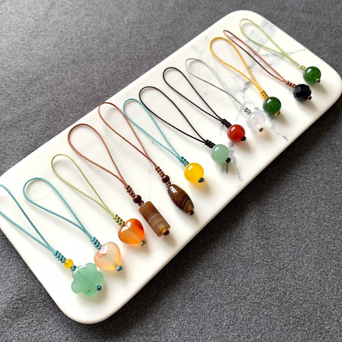 玉石圆珠手机链挂件钥匙扣包挂饰