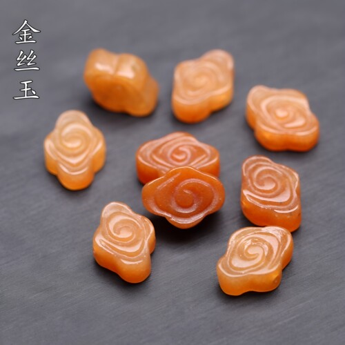 金丝玉雕刻如意祥云串珠玉石挂件