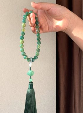 玛瑙绕指柔手持念珠流苏手捻手串