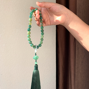 手持念珠绕指柔流苏手捻七彩水草玛瑙汉服配饰手链手串男女款饰品