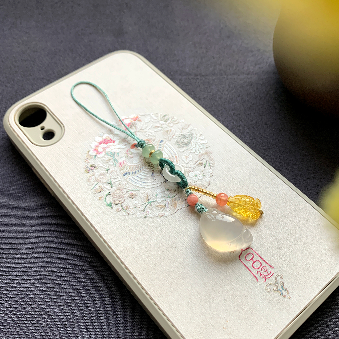 新品天然冰玉髓脚丫手机链挂件玉石招财貔貅旗袍押襟钥匙扣包挂饰