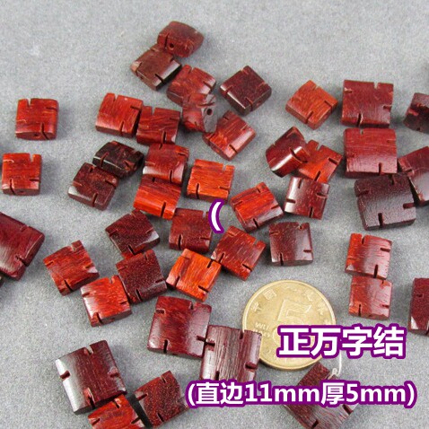 天然红檀雕刻莲花科檀佛珠配件 diy手工挂件配饰手串项链百搭饰品