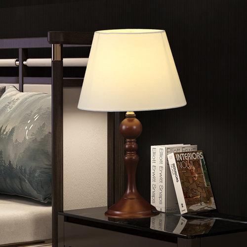 烨上布艺床头新中式实木台灯