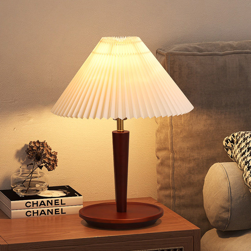 烨上北欧简约实木台灯床头灯书桌家用卧室房间个性调光装饰遥控