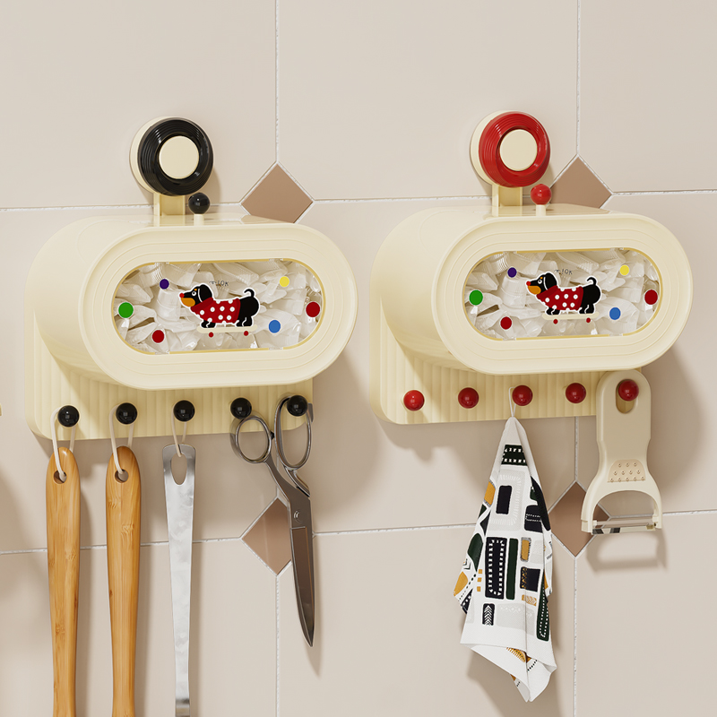 吸盘保鲜膜套收纳盒壁挂式