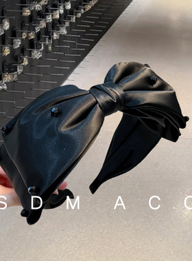 韩国东大门同款高级感黑色蝴蝶结发箍女2024新款时尚简约发捆头饰