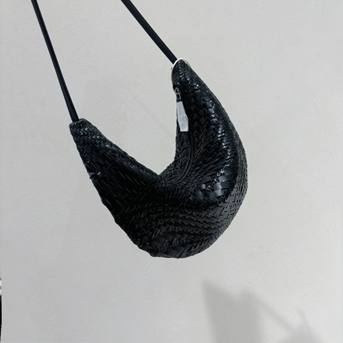 大珍珠包包｜row系羊皮蛇纹手工编织包月牙包