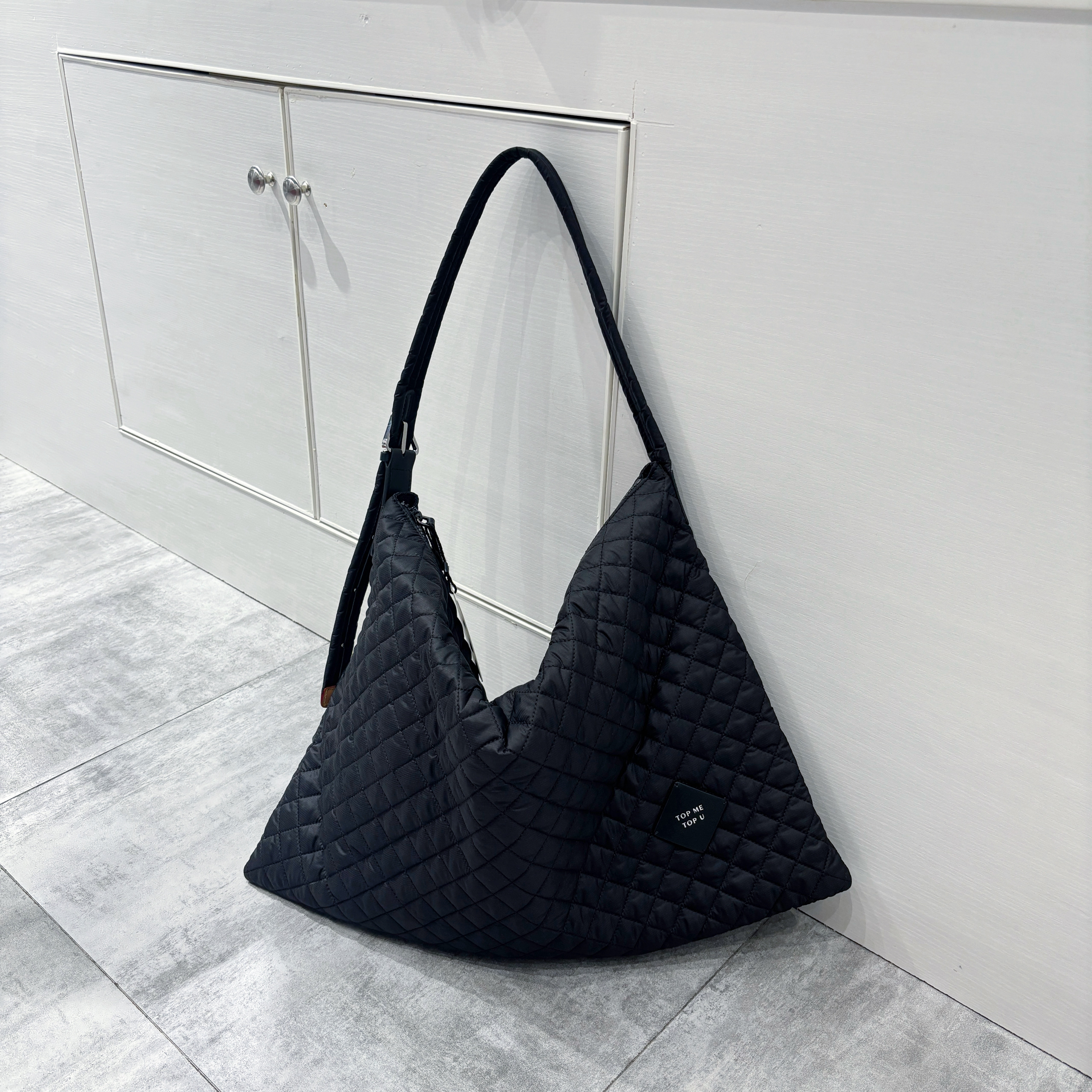 超密阳离子格斜挎包托特包通勤包大容量松弛慵懒风单肩包女包菱格