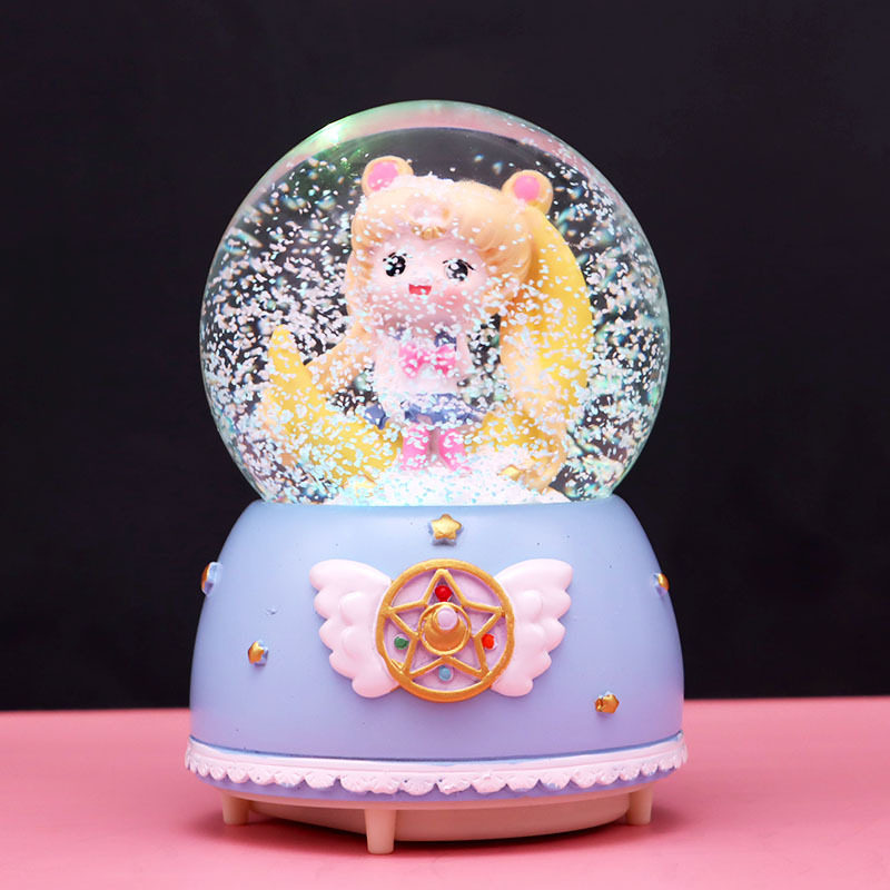 月空美少女音乐盒学生创意礼品战士自动飘雪水晶球闺蜜女生日礼物
